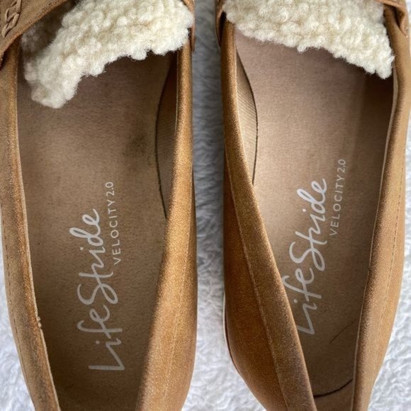 Life stride Womens slip on loafers tan faux fir brown tan size 6.5 - Picture 10 of 10